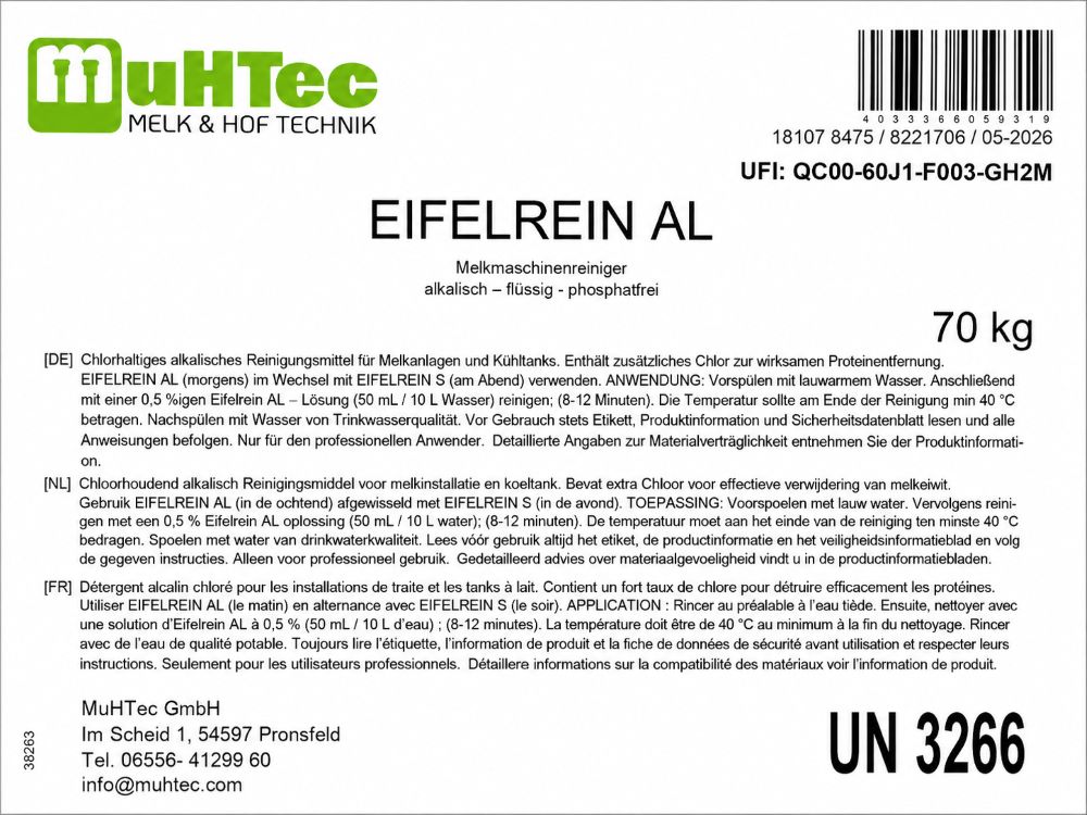 Eifelrein AL | Melkanlagenreiniger & Milchtankreiniger | 70 kg