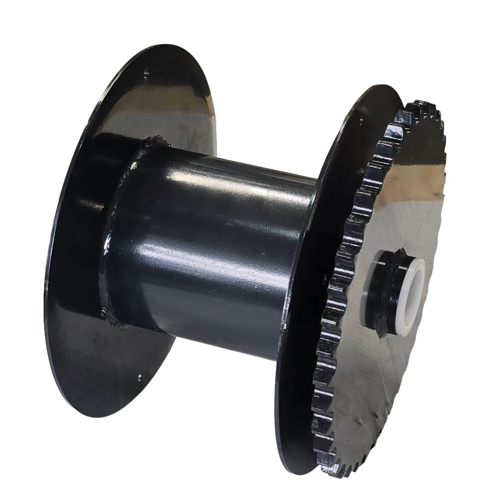 Seiltrommel 140 mm Edelstahl mit Kettenrad Suevia Entmistung Type 800