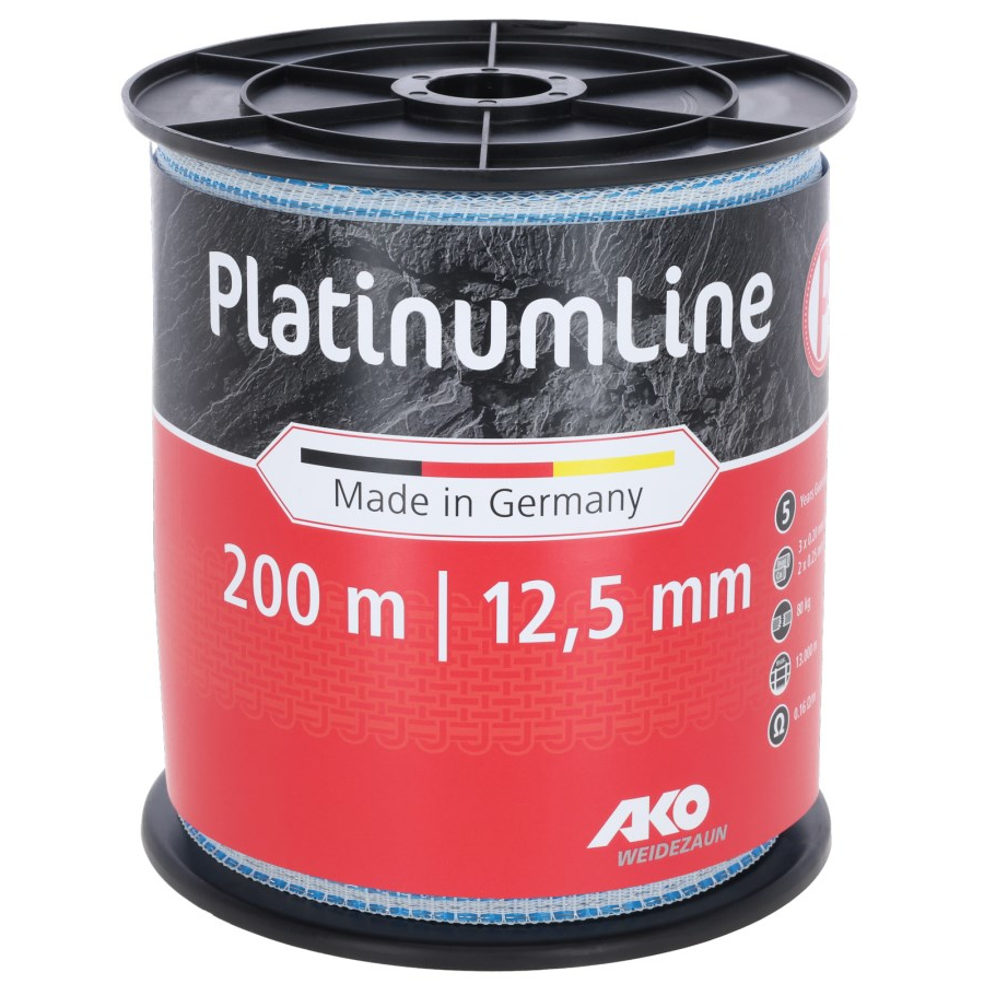 Weidezaunband PlatinumLine | 200 m x 12,5 mm | weiß - blau | AKO