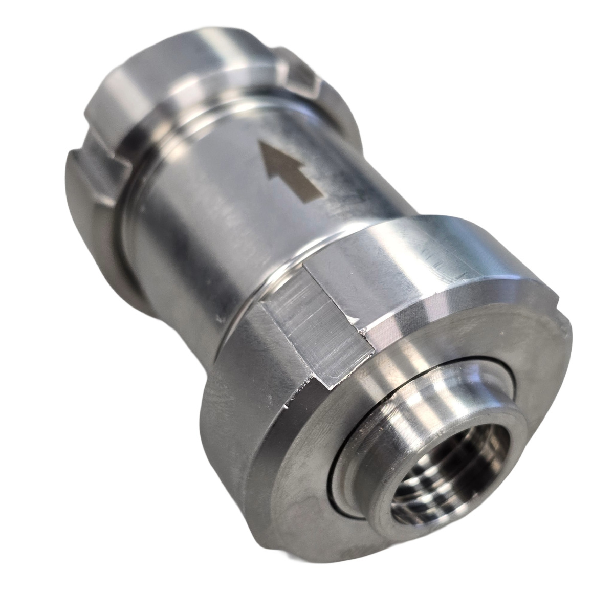 Kugelrückschlagventil DN22 V2A für Lemmer Fullwood Melkroboter Merlin Frontansicht