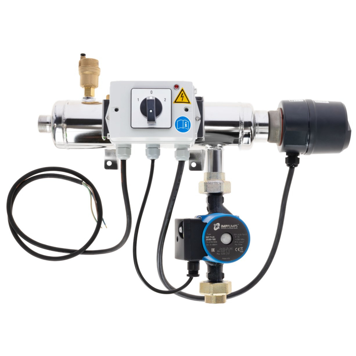 Heatflow 3 kW, 230 V: Rücklauftemperatur-Steuerung, 3-Stufen-Zirkulation, IP54 Heizelement. Für Tränkeanlagen bis 250 m (¾"). Kompakt, wartungsfreundlich, doppelter Frostschutz.
