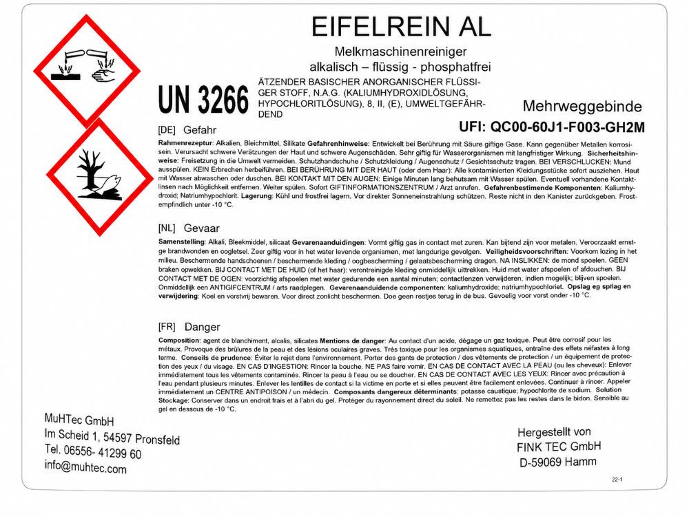 Eifelrein AL | Melkanlagenreiniger & Milchtankreiniger | 70 kg