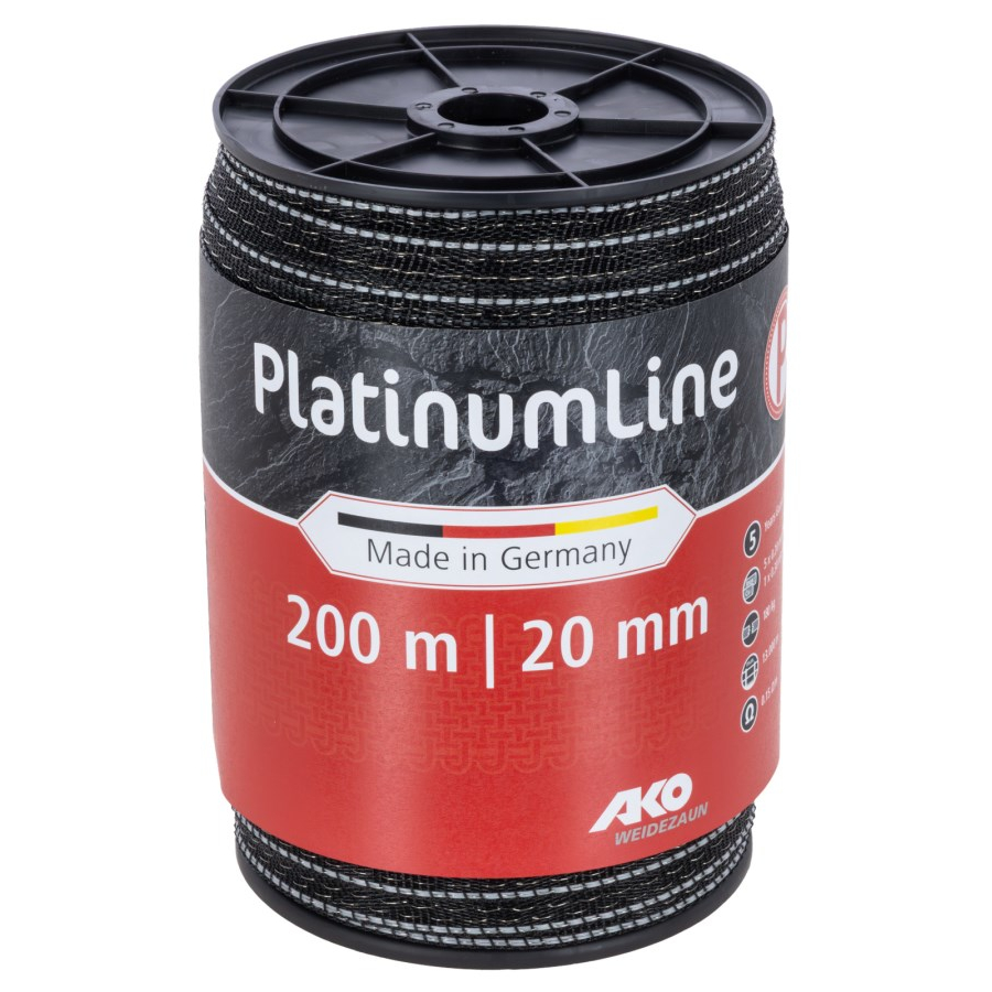Weidezaunband PlatinumLine | 200 m x 20 mm | weiß - schwarz | AKO
