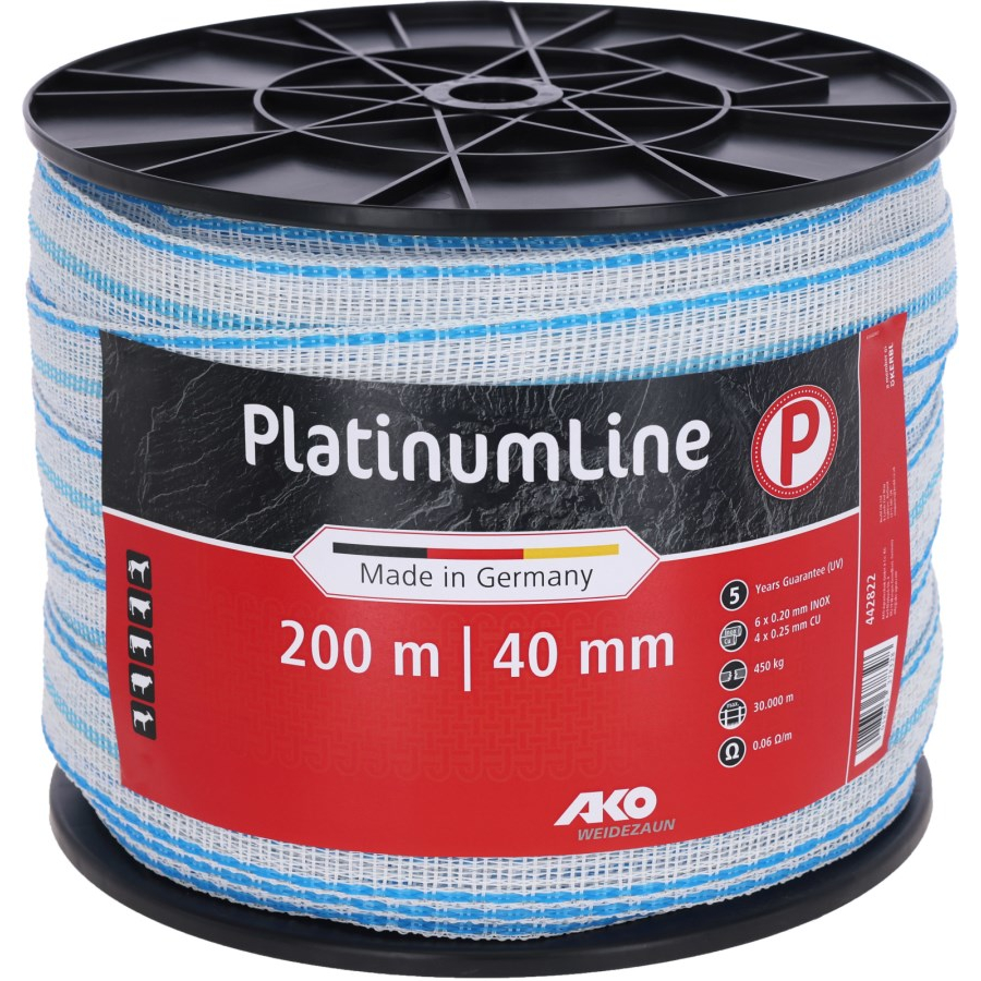 Weidezaunband PlatinumLine | 200 m x 40 mm | weiß - blau