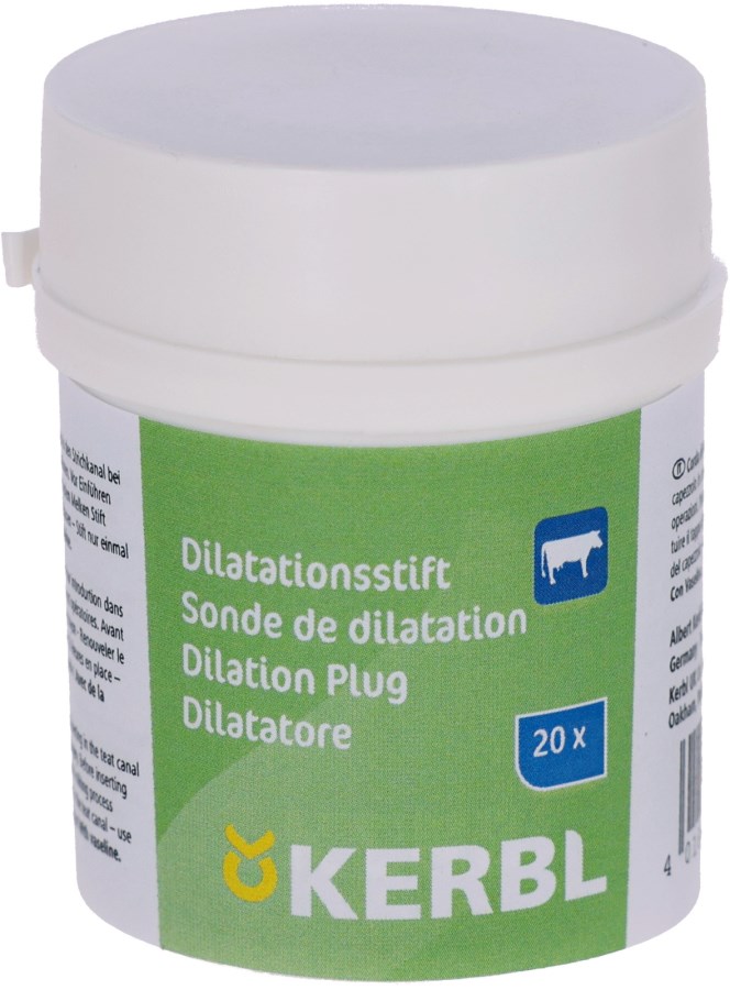 Zitzenstift - Dilatationsstift zum Einlegen in den Strichkanal in der Dose mit Vaseline abgebildet Dose abgebildet