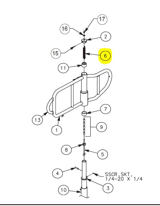 Feder zu Deluxe Sequence Tor BouMatic links schwarz
