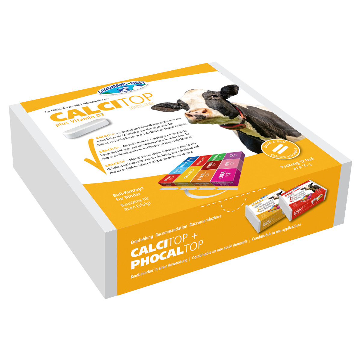 Calcitop Calcium 12 Stück Bolus für Milchkühe – Hochdosiertes Calcium & Vitamin D3 KALBUNG | Reduziert das Risiko von Milchfieber: Calcitop Bolus mit 52 g Calcium, 16 g Phosphor, Magnesium und Vitamin D3. Für sichere Kalbung & starke Kühe.