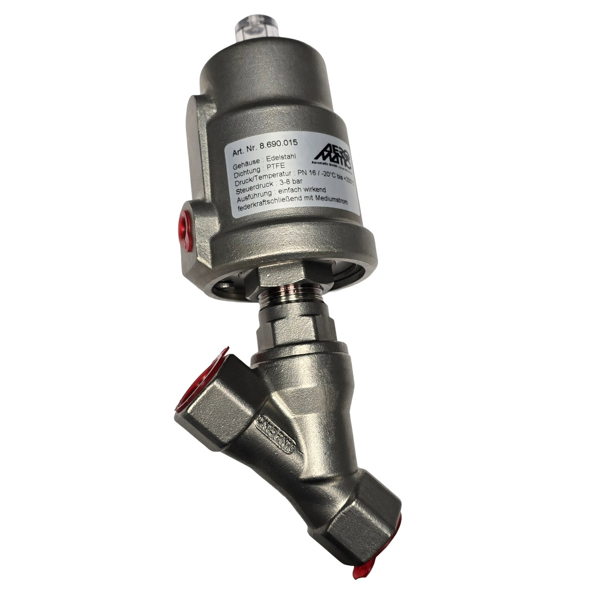 Schrägsitzventil Edelstahl Druckluft DN 15 1/2" 3–8 bar – Lemmer Fullwood