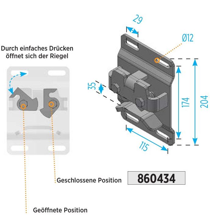 Quicklock Torverschluss zur Wandmontage