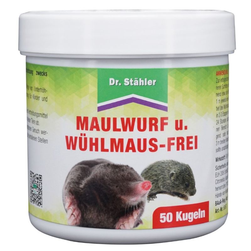 Maulwurf- und Wühlmausfrei | 50 Kugeln | Dr. Stähler