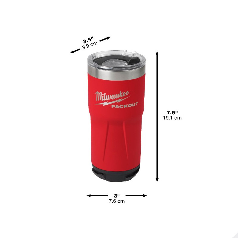 Maße / Größe Thermobecher rot 600 ml Milwaukee® 0,6 Liter