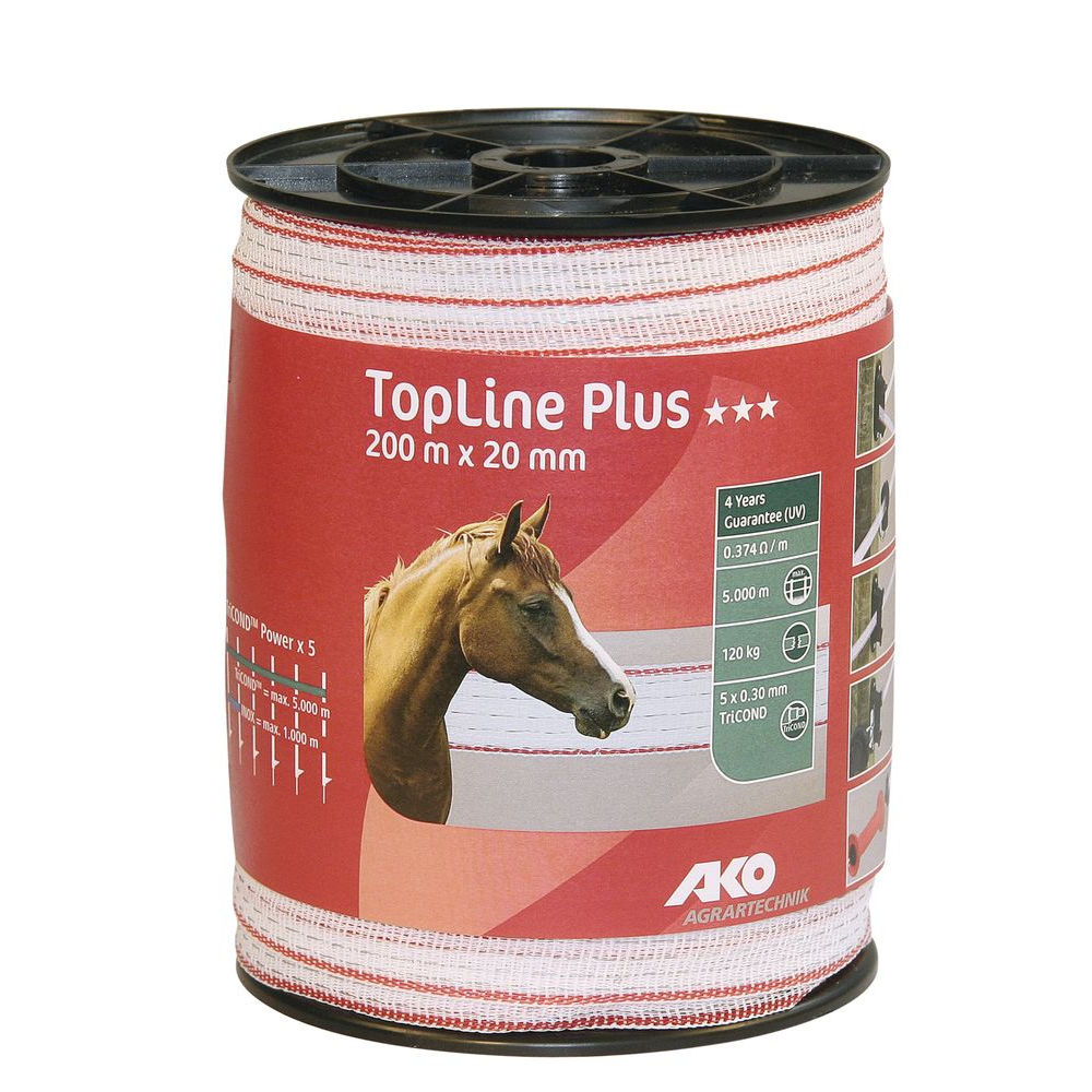 25748105 Weidezaunband TopLine Plus 200m 20 mm weiß / rot