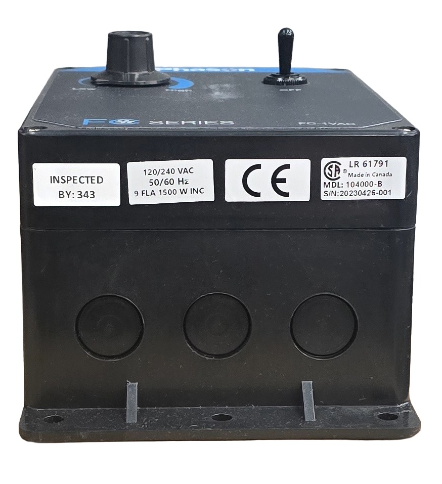 FC-1VAC Lüftersteuerung für 230-Volt-Korblüfter und Stallventilatoren Ansicht von uunten