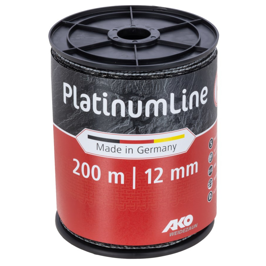 Weidezaunband PlatinumLine | 200 m x 12 mm | weiß - schwarz | AKO
