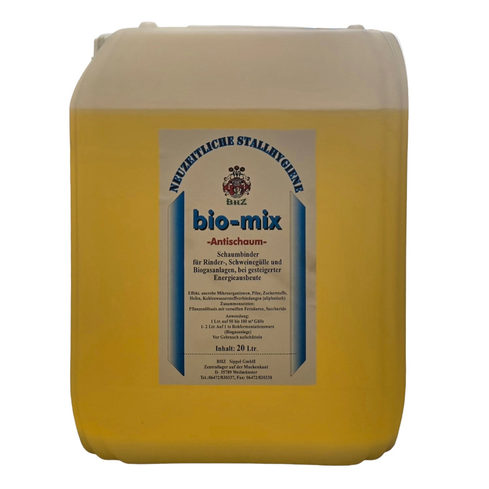 Kanister bio-mix Antischaum 5 l – Mittel gegen Schaum auf der Gülle, biologischer Schaumbinder für Stall und Biogasanlage 20 Liter