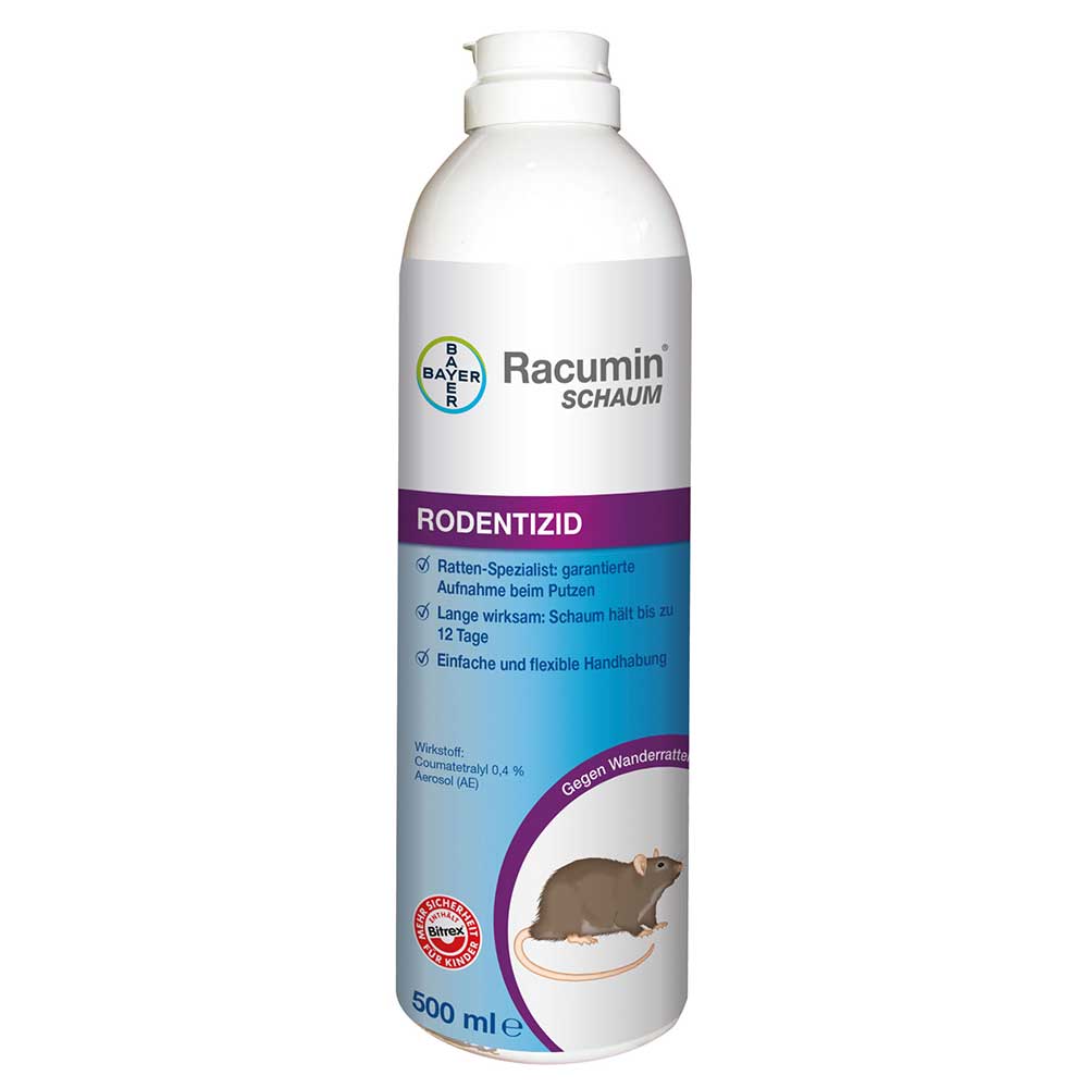 Bayer Racumin Schaum 500ml Sachkundenachweispflichtig, Ratten + Mäuse, Schädlings + Ungeziefermittel, Haus + Garten